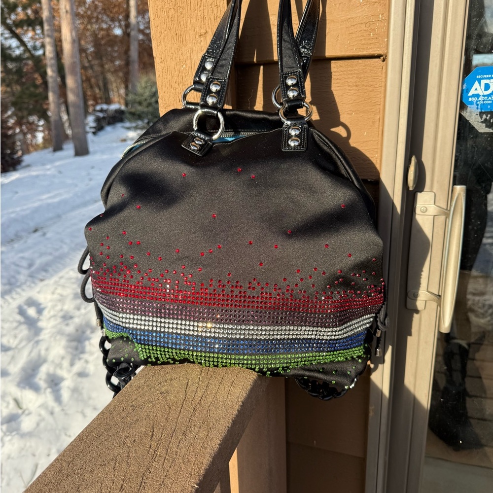 EUC Coach Poppy Satin Black Swarovski Crystals Limited Edition Rare Bucket Bag - Picture 5 of 13